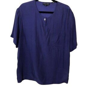 2 FOR $35  Car Little Women's Top Blouse 100% Silk Purple Retro Boho Siz10